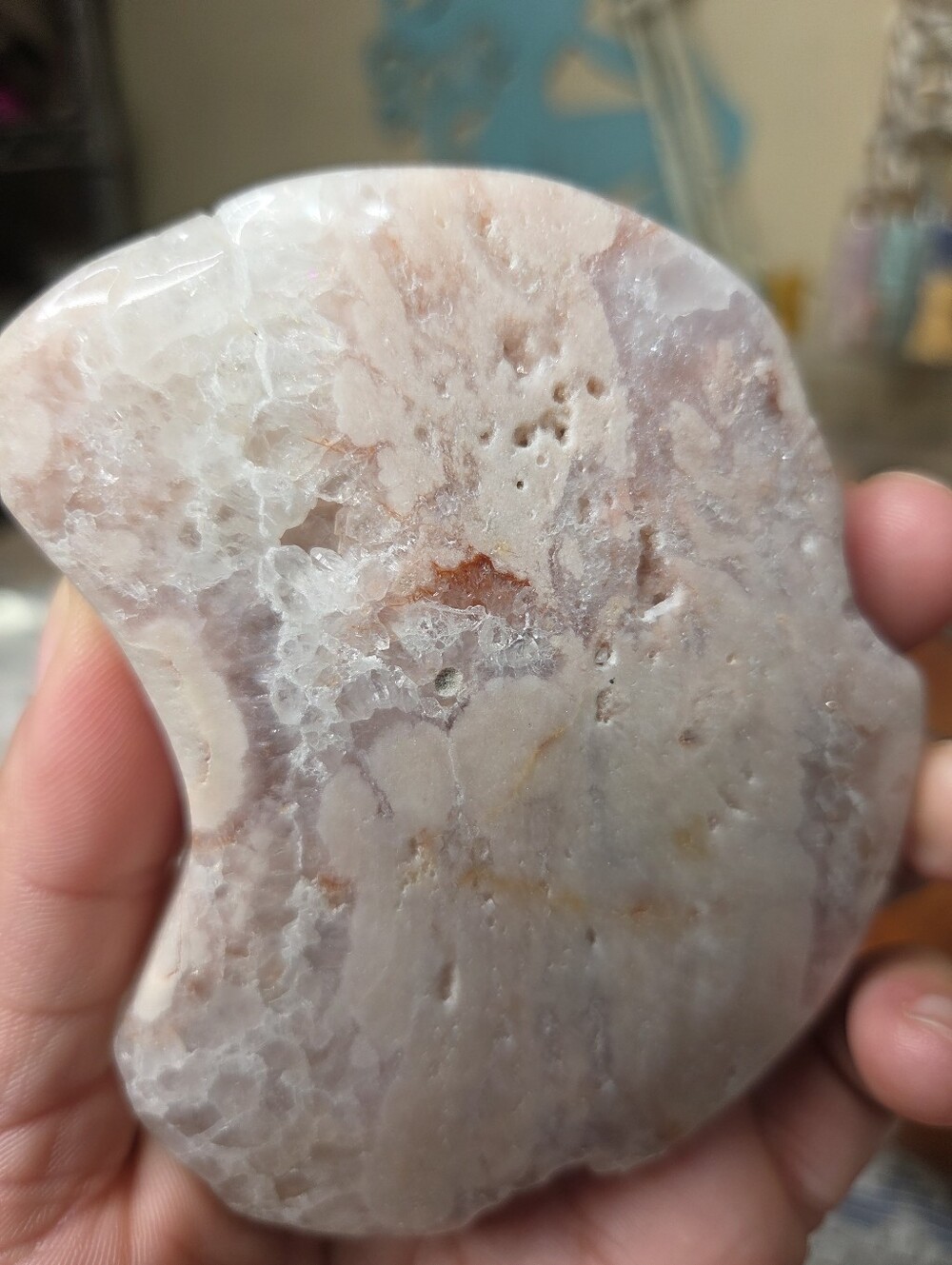 Pink Flower agate Moon 4 X 3 In (Self Love ) - Picture 5 of 5